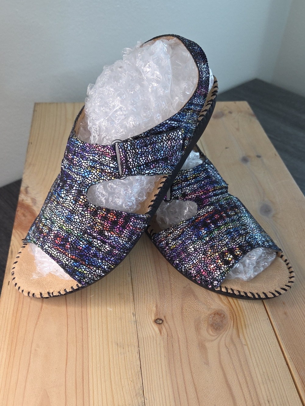 Naturalizer Blue Multicolor Patterned Slingback Sandal Scout 7W Leather EUC